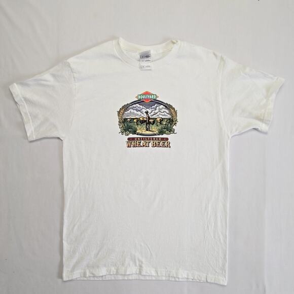 Vintage Boulevard Brewing Co Wheat Beer Shirt Beer Graphic Medium White Tee - Picture 1 of 9
